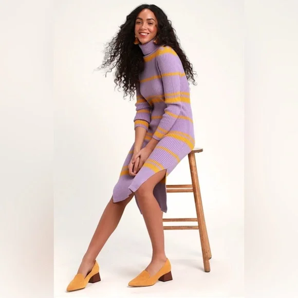 Anthropologie Moon River Striped Turtleneck Sweater Dress, Size S NWT - Picture 1 of 7